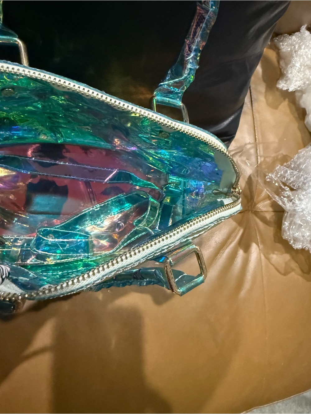 Iridescent Holographic Dome Satchel - Multicolor - Picture 2 of 6